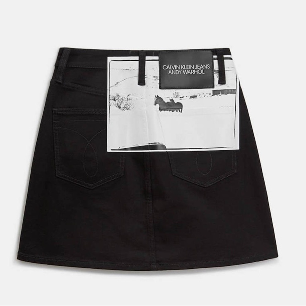 Vintage Calvin Klein x Andy Warhol High Rise denim black skirt- BNWT never worn